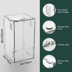BETAZOOER terrario acrílico mini, ventilación lateral 1-2mm para aire constante.