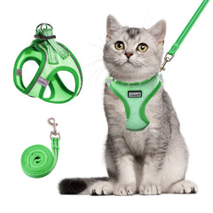 Betmaypet arnés para gato malla verde cómodo y transpirable para paseos diarios.
