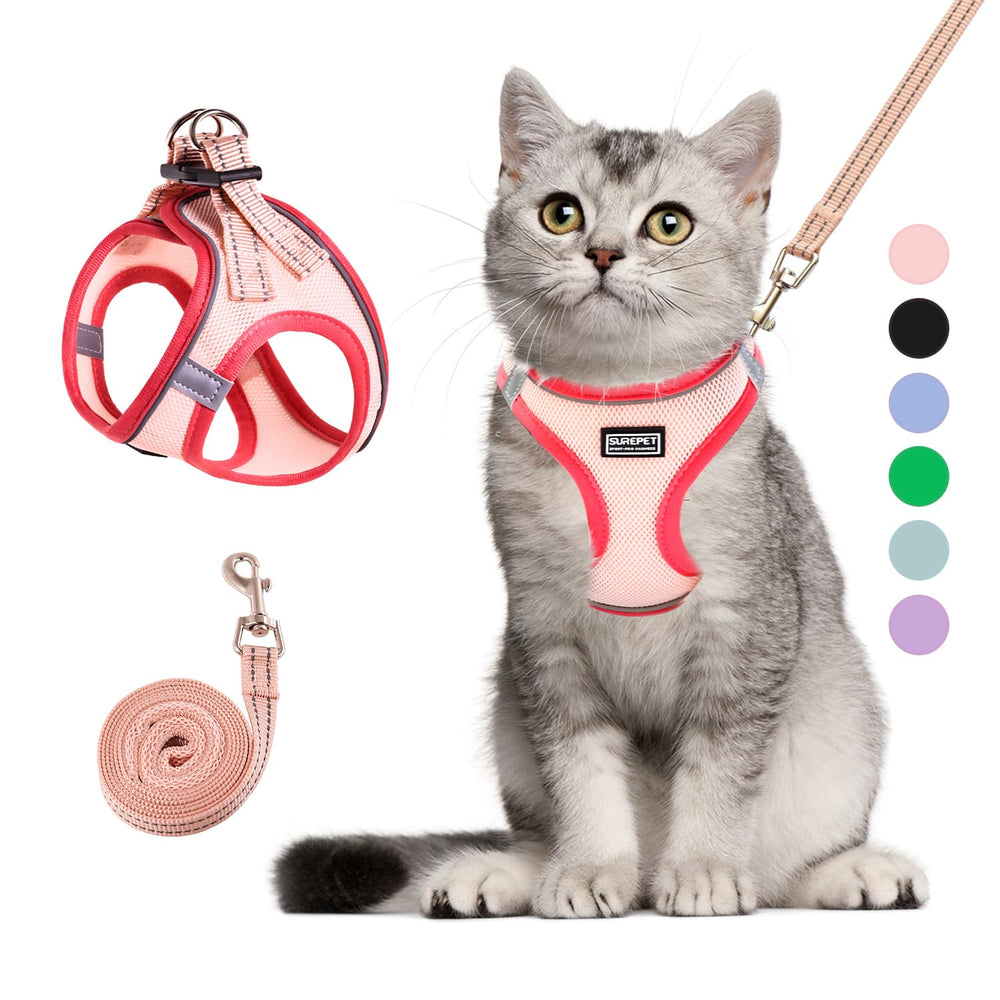 Betmaypet arnés para gatos rosa, vista general cómodo para paseos tranquilos al exterior