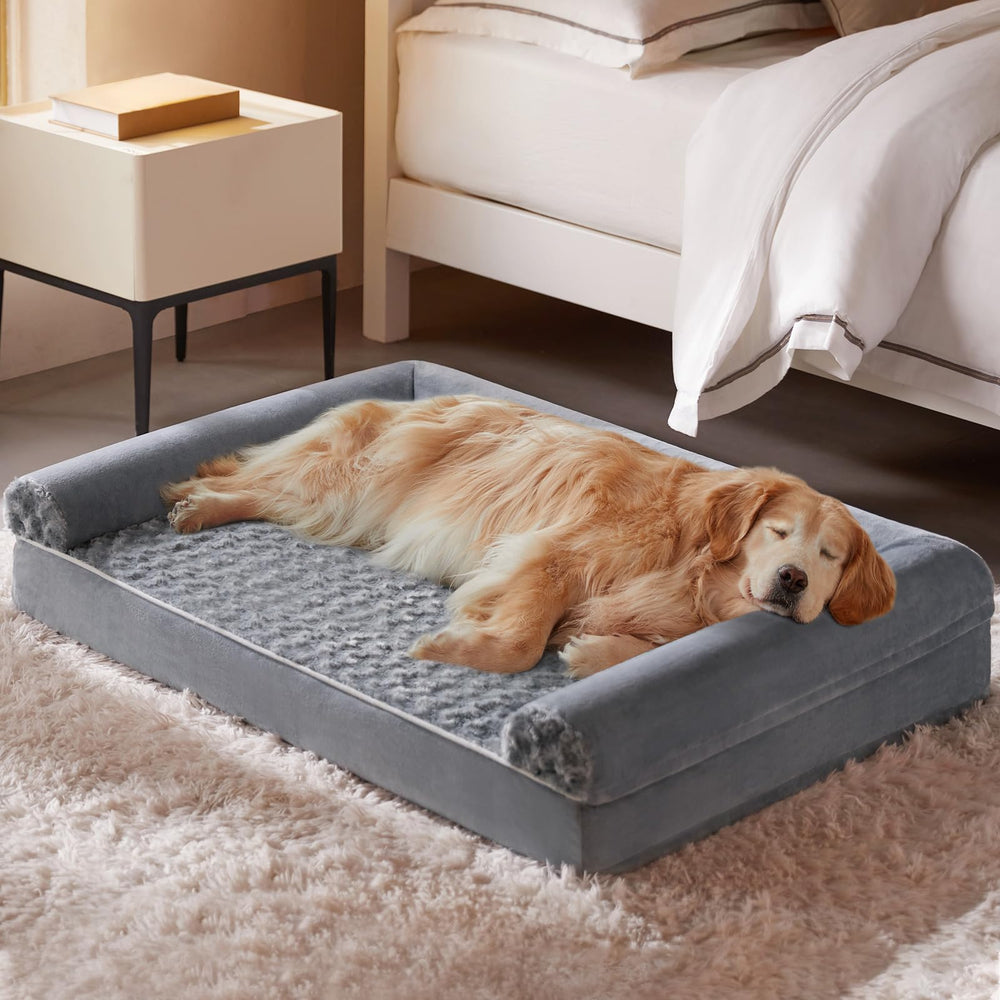 Cama para perro grande BFPETHOME con espuma de alta densidad y soporte.