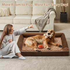 BFPETHOME diseño sofá para perros con almohadas laterales para soporte cervical.