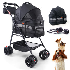 Bicystar carrito para mascotas con ruedas, ideal para paseos cómodos.