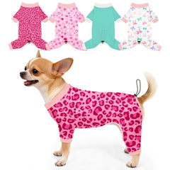 Bienbee pijamas para perro con estampado leopardo, cómodo para juego y paseo
