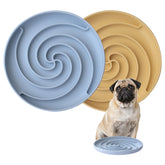 Bifeaw plato lento para perros, azul y amarillo, fomenta comer despacio.