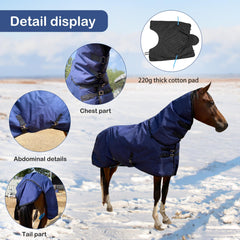 La manta BIGANTTOW para caballos muestra relleno de 220 g para calor moderado en climas fríos.