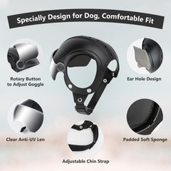 Casco Billionchains en uso en coche, protege al perro cerca de la ventana