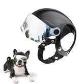 Casco Billionchains para perros pequeños con visor desplegable plateado, protege ojos durante paseos
