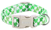 Bilsole collar para perro con trébol verde degradado, cómodo y ajustable para paseos festivos