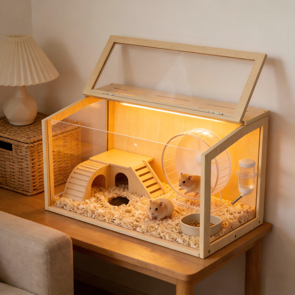 Bingopaw jaula hamster madera dimensiones: amplio espacio para jugar y descansar.