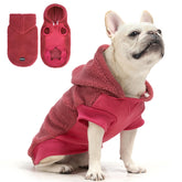 BINGPET sudadera para perros con forro sherpa, vista frontal, mantiene tu mascota abrigada y cómoda.