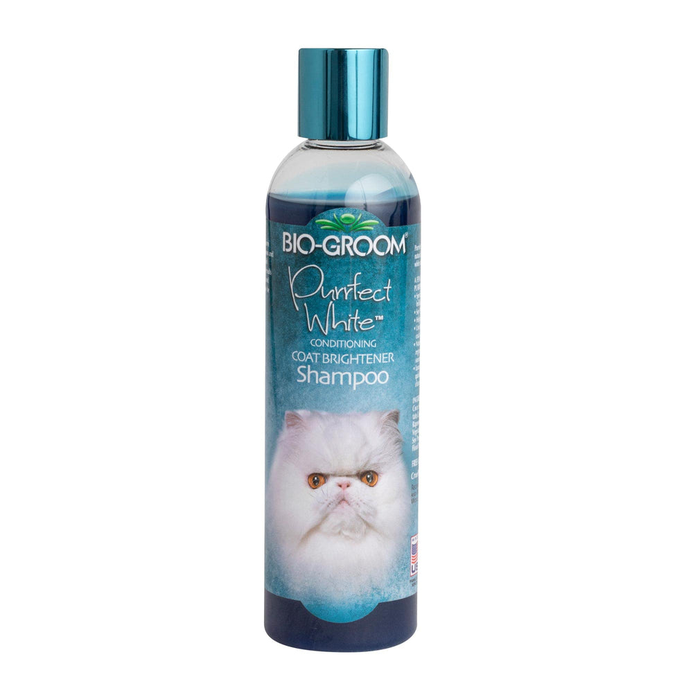 Bio-Groom Purrfect White, botella con vertido, baño suave que realza el pelaje blanco del gato