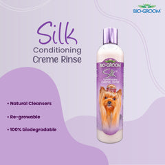 Bio-Groom acondicionador seda crema para perros, aplicación fácil en cachorros.
