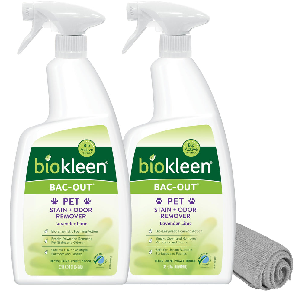 Biokleen Bac-Out eliminador de olor y manchas para mascotas en pack doble, ideal para uso diario