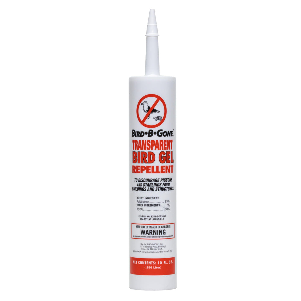 Bird B Gone gel transparente en tubo de 10 oz para exteriores, disuade aves como palomas.