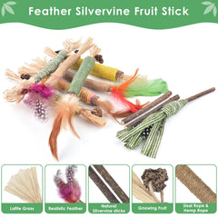 Juguete interactivo Bissap con flores y plumas para gatos.