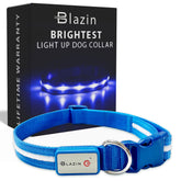 Collar Blazin con luz frontal para mayor visibilidad nocturna de tu perro.