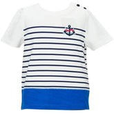 Camiseta Blueberry Pet para niño con rayas azules y cuello redondo, cómodo para uso diario