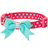 Blueberry Pet collar ajustable con lazo rosa desmontable para paseos con estilo