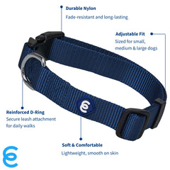 Blueberry Pet Essentials collar mediano ajuste 14-20 pulgadas para un ajuste seguro durante paseos.