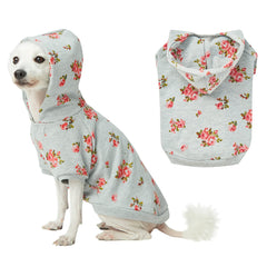 Blueberry Pet sudadera para perro con estampado floral rosa, ideal para paseos.