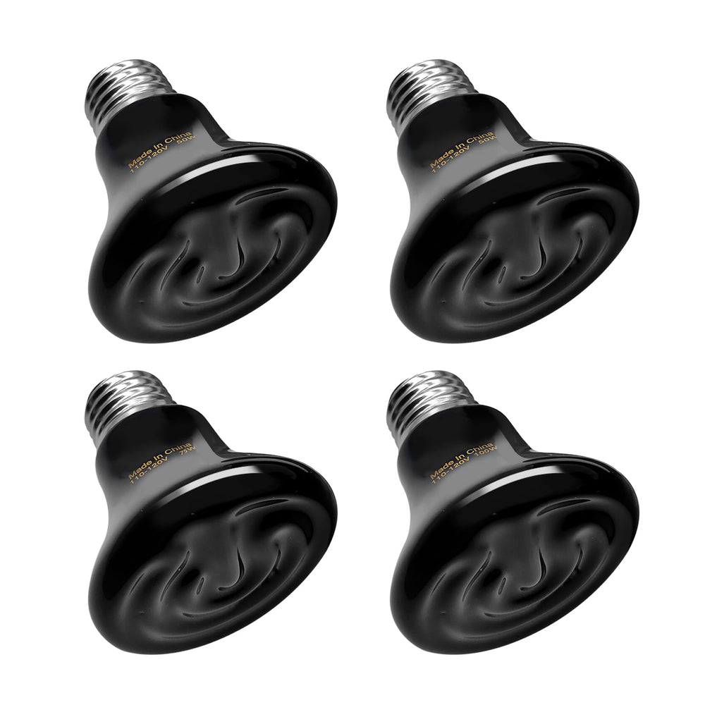 BNOSDM emisor cerámico 50W 4pack frente, calor estable sin luz para reptiles.