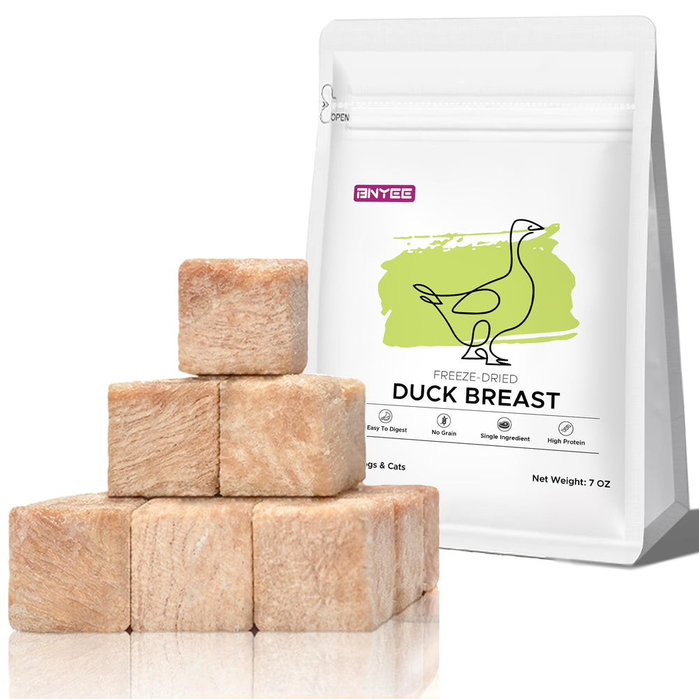BNYEE pechuga pato liofilizado trozos, snack alto en proteína para mascotas
