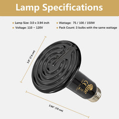 BOEESPAT emisor 150W para lagartos y geckos, calor cómodo y estable.