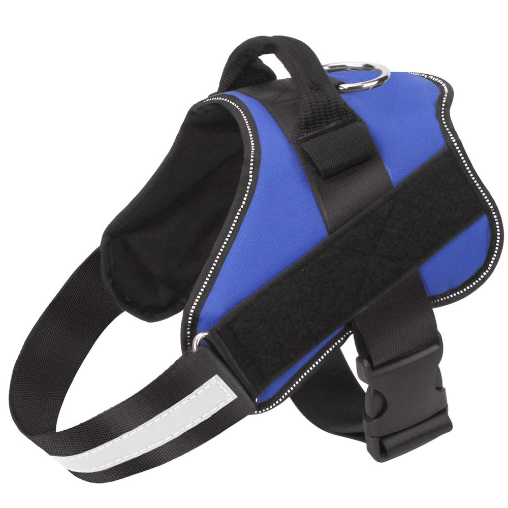 Bolux arnés para perro con reflectante azul para paseos nocturnos seguros.
