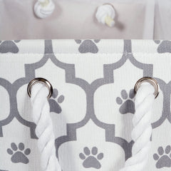 Bone Dry contenedor redondo con huella entrelazada, ideal para mantener juguetes y accesorios.