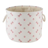 Bone Dry contenedor redondo mediano rosa con asa para almacenamiento práctico de mascotas.