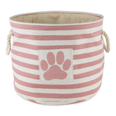 Bone Dry cesta redonda rosa con patitas rayadas para organización del hogar.