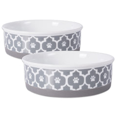 Tazón Bone Dry con diseño de rejilla gris para perros grandes.