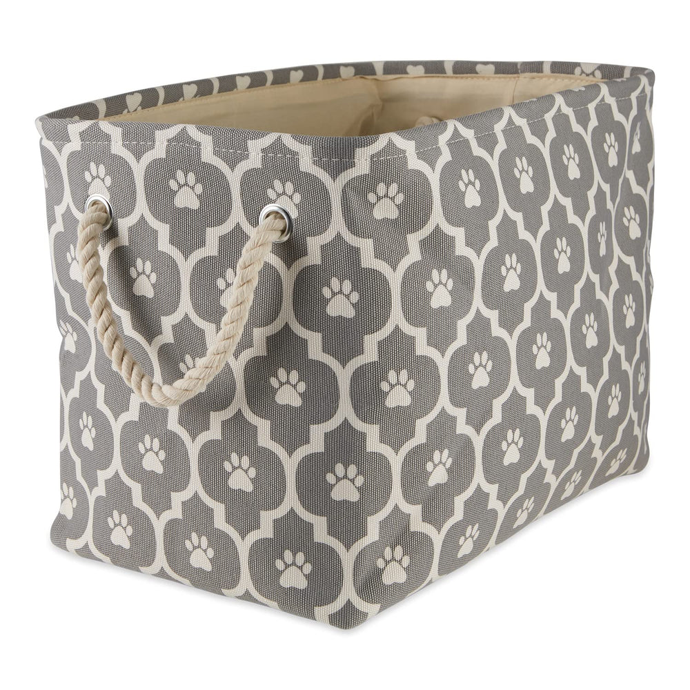 Bone Dry contenedor rectangular para mascotas con huella gris, ideal para organización