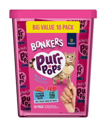 Bonkers Purrpops piruletas sabor salmon, premio sabroso para gatos.