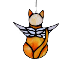 BOXCASA Angel Cat Memorial con ala de ángel y gato naranja, recuerdo para el hogar.