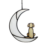 BOXCASA perro en luna vitral: colgante decorativo para conmemorar a tu mascota
