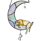 BOXCASA colgante de vidrio con perro en luna, ideal para conmemorar a una mascota.