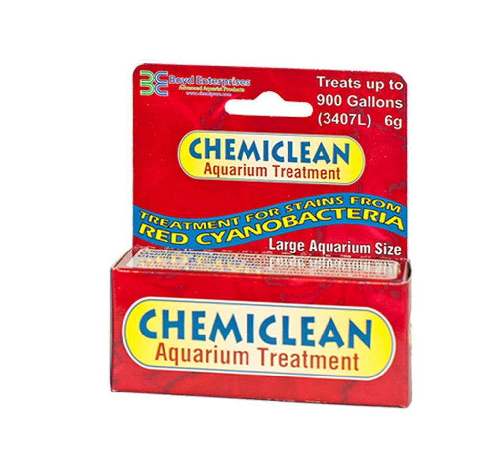 Boyd Chemi-Clean 6 g envase, tratamiento de cianobacterias para acuarios, útil en acuarios marinos y de agua dulce.