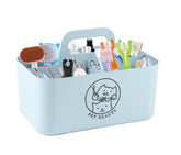 Brabtod caddy para mascotas con cinco compartimentos azul, listo para ordenar suministros.