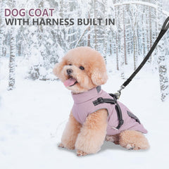 Brabtod chaqueta impermeable para perro con forro polar, vista trasera, ideal para lluvia y frío.