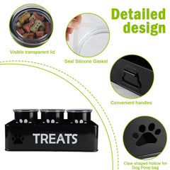 Brabtod contenedores de golosinas para perro con tres compartimentos