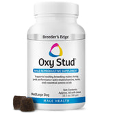 Breeders Edge Oxy Stud: botella de pastillas blandas para perros y gatos machos