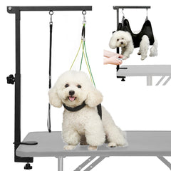 Breeze Touch Brazo de aseo canino, vista general en mesa para un aseo seguro.