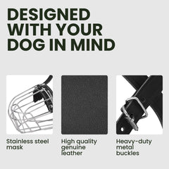 BRONZEDOG bozal con correas de cuero duraderas para uso diario y cómodo ajuste.