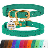 BRONZEDOG collar de cuero con campana removible para gatos, cómodo y elegante