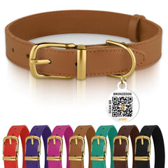 BRONZEDOG collar cuero con cierre metálico: paseos elegantes y duraderos.