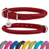 BRONZEDOG collar de cuero enrollado para perros, talla 11-14 pulgadas, cómodo y duradero