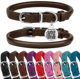 BRONZEDOG collar cuero enrollado café para perros, acabado suave y duradero.