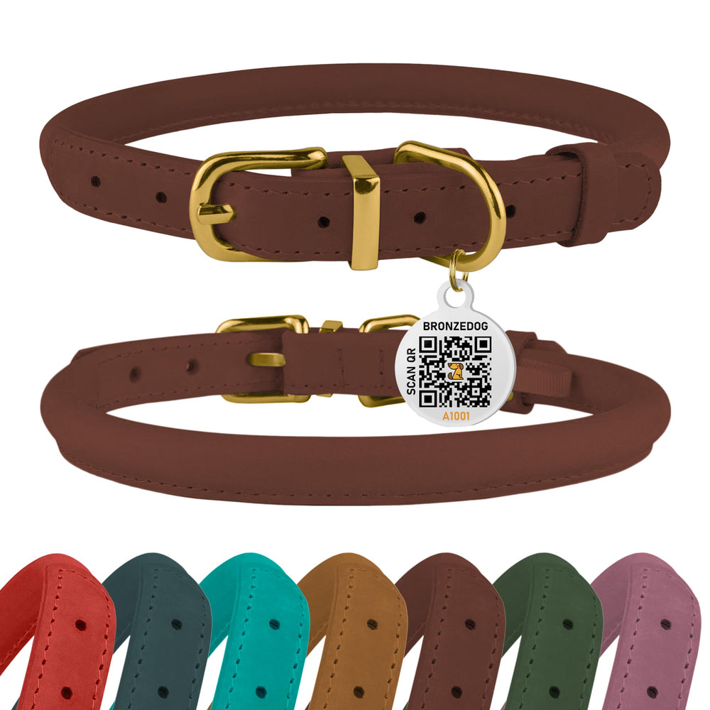 BRONZEDOG collar enrollado en cognac, cómodo para uso diario