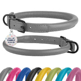 BRONZEDOG collar cuero enrollado suave para perros de 16-20 pulgadas, cómodo.